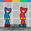 red and blue stick huggy